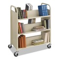 Cleaning Carts | Safco 5357SA 36 in. x 18.5 in. x 43.5 in. 300 lbs. Capacity 6 Shelves Metal Steel Double-Sided Book Cart -  Sand image number 0
