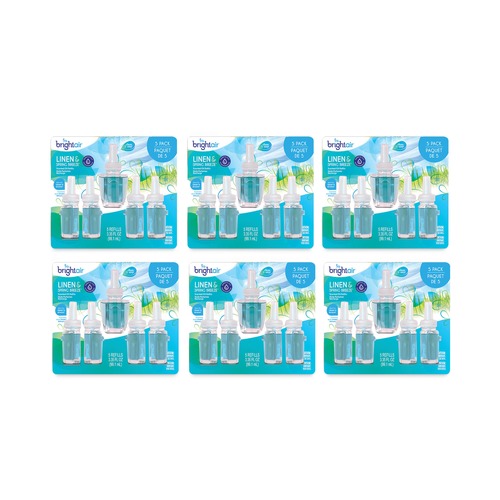 Odor Control | BRIGHT Air BRI900669CT 0.67 oz. Bottle Electric Scented Oil Air Freshener Refill - Linen and Spring Breeze (6 Packs/Carton) image number 0