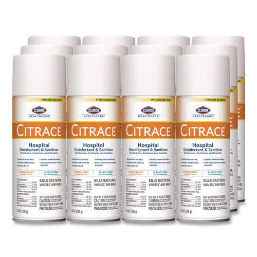 Disinfectants | Clorox Healthcare 49100 14 oz. Aerosol Citrus Citrace Hospital Disinfectant and Deodorizer (12/Carton) image number 0