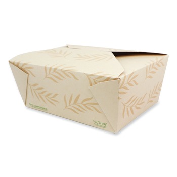 PRODUCTS | World Centric TO-NT-4 6.25 in. x 8.7 in. x 3.5 in. 95 oz. Sugarcane No Tree Folded Takeout Containers - Natural (160/Carton)