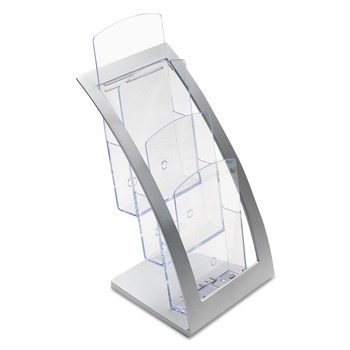 FILING AND FOLDERS | Deflecto 693645 6.75 in. x 6.94 in. x 13.31 in. 3-Tier Literature Holder - Leaflet Size, Silver