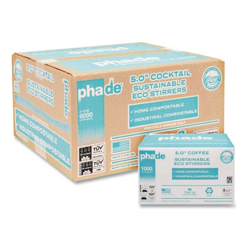 PRODUCTS | phade 511170 5 in. PHA Marine Biodegradable Stir Straws - Ocean Blue (6000/Carton)