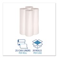 Trash Bags | Boardwalk Z6036LN GR1 30 Gallon 8 mic 30 in. x 36 in. Perforated Roll High Density Can Liners - Natural (25 Bags/Roll, 20 Rolls/Carton) image number 6