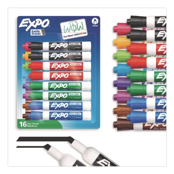 EXPO 81045A Broad Chisel Tip Low-Odor Dry-Erase Marker- Assorted Colors (16/Set)