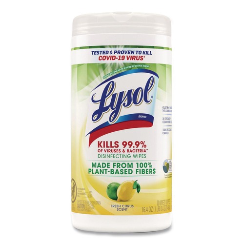 Cleaners & Chemicals | LYSOL Brand 19200-49128 7 in. x 7.25 in. 1-Ply Disinfecting Wipes II - Fresh Citrus/White image number 0
