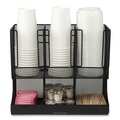 Breakroom Supplies | Mind Reader UPMESH-BLK 5 in. x 13 in. x 11.5 in. 2-Tier 6-Compartment Network Collection Coffee Cup and Condiment Countertop Organizer - Black image number 5