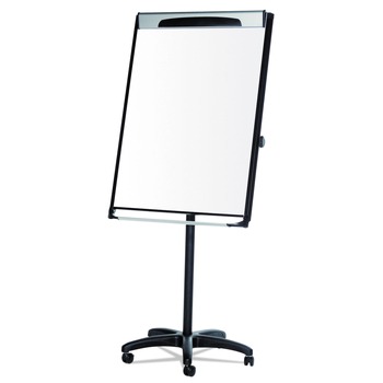 MasterVision EA48066720 29 in. x 41 in. Platinum Mobile Easel - White Surface/Black Plastic Frame