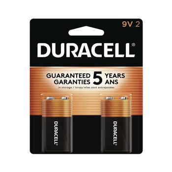 Duracell MN1604B2Z CopperTop Alkaline 9V Batteries (2/Pack)