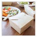 Food Trays, Containers, and Lids | World Centric TO-NT-1 4.2 in. x 5.2 in. x 2.5 in. 26 oz. Sugarcane No Tree Folded Takeout Containers - Natural (450/Carton) image number 2