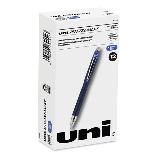 Pens | uni-ball 62153 Jetstream 0.7 mm Retractable Hybrid Gel Pen - Blue Ink/Blue/Silver Barrel/Fine (1-Dozen) image number 0
