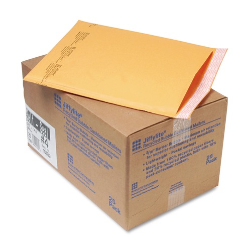 Envelopes & Mailers | Sealed Air 10189 #4 Barrier Bubble Air Cell Cushion Self-Adhesive Closure 9.5 in. x 14.5 in. Jiffylite Self-Seal Bubble Mailer - Brown Kraft (25/Carton) image number 0