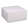 Food Trays, Containers, and Lids | SCT 1589 12 in. x 12 in. x 6 in. Standard Paper One-Piece Non-Window Bakery Boxes - White/Brown (50/Bundle) image number 0