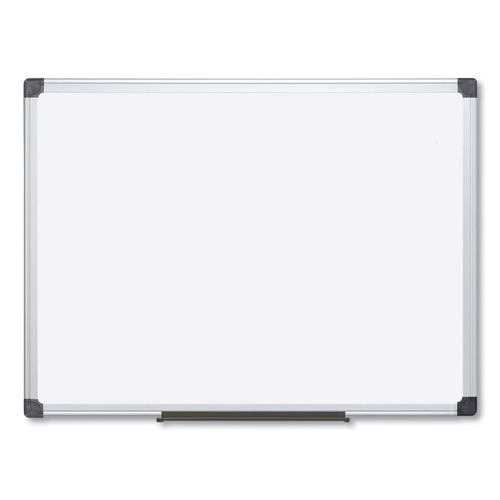 White Boards | MasterVision MA2107170 96 in. x 48 in. Value Aluminum Lacquered Steel Magnetic Dry Erase Board - White/Silver image number 0