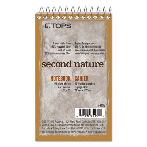 Notebooks & Pads | TOPS 74135 Second Nature 3 in. x 5 in. Sheets Narrow Rule Wirebound Notepads - Randomly Assorted Cover Colors image number 0