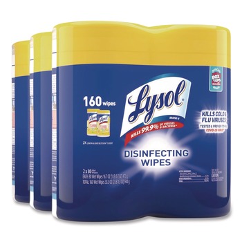  | LYSOL Brand 19200-80296 1-Ply 7 in. x 7.25 in. Lemon and Lime Blossom Disinfecting Wipes - White (2/Pack)