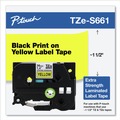 Labels | Brother P-Touch TZES661 1.4 in. x 26.2 ft. TZ Extra-Strength Adhesive Laminated Labeling Tape - Black on Yellow image number 3