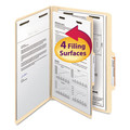 File Folders | Smead 18700 2 in. Expansion 1 Divider 4 Fasteners Legal Size Four-Section Top Tab Classification Folders - Manila (10/Box) image number 2