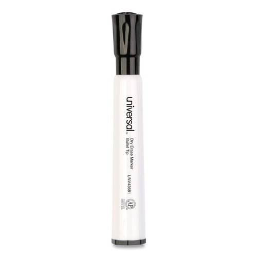 Washable Markers | Universal UNV43681 Medium Bullet Tip Dry Erase Marker - Black (1 Dozen) image number 0