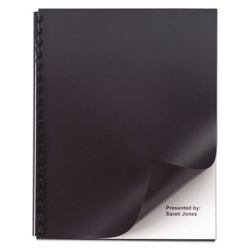 GBC 2514493P 11 in. x 8.5 in. Unpunched Opaque Plastic Presentation Covers for Binding Systems - Black (50/Pack)