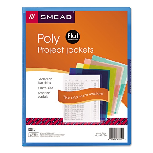 Just Launched | Smead 85750 Poly Organized Up Slash Jackets - Letter, Clear/Trans Assortment (5/Pack) image number 0