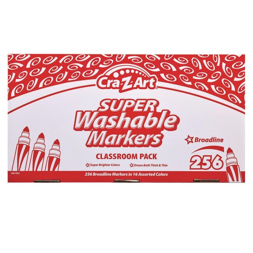 Washable Markers | Cra-Z-Art 740091 Super Washable Broad Bullet Tip Markers Classpack - Assorted Colors (256/Set) image number 0