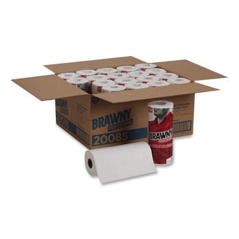 Georgia-Pacific 20085 11 in. x 9.38 in. 1-Ply Premium DRC Perforated Roll Wipers - Unscented, White (20 Rolls/Carton)