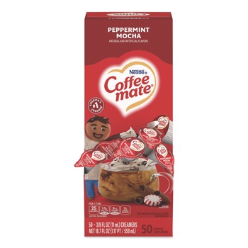 Coffee-Mate 12072787 0.38 oz. Mini Cups Liquid Coffee Creamer - Peppermint Mocha (50/Box)