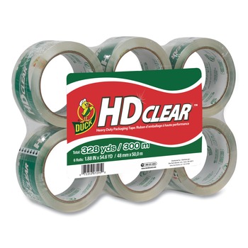 Duck 287084 1.88 in. x 55 yds 3 in. Core Heavy-Duty Carton Packaging Tape - Clear (6/Pack)