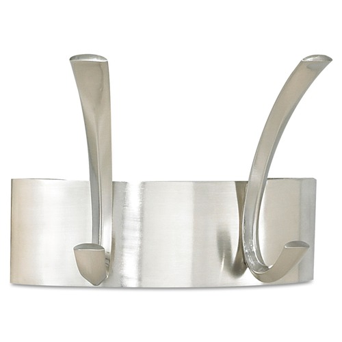 Wall Racks & Hooks | Safco 4203SL 7 in. x 4.5 in. x 5.25 in. Steel Two Hooks Wall Rack Metal Coat Rack - Brushed Nickel image number 0