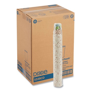 Dixie 5338CD PerfecTouch 8 oz.Paper Hot Cups - Coffee Haze Design (50/Sleeve, 20 Sleeves/Carton)