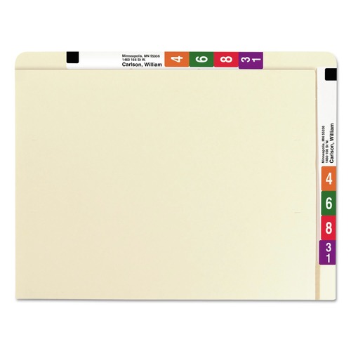 File Folders | Smead 24190 Straight Tabs Letter Size 0.75 in. Expansion Heavyweight End Tab Conversion File Folders - Manila (100/Box) image number 0