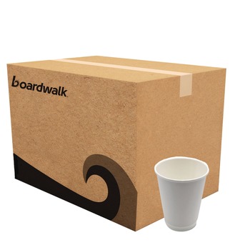 FACILITY MAINTENANCE SUPPLIES | Boardwalk BWKDW12HCUP 12 oz. Double-Walled Paper Hot Cups - White (500/Carton)