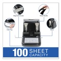 Staple Punches | Swingline A7074190 9/32 in. Holes 100-Sheet Fixed Centers High Capacity Two-Hole Punch - Black/Gray image number 3