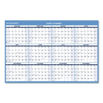 AT-A-GLANCE PM300-28 12-Month (Jan to Dec): 2026 48 in. x 32 in. Horizontal Reversible/Erasable Wall Planner - White/Blue Sheets