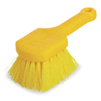 Rubbermaid Commercial FG9B2900YEL 8 in. Brush 8 in. Gray Plastic Handle Long Handle Scrub - Yellow Synthetic Bristles (6/Carton)