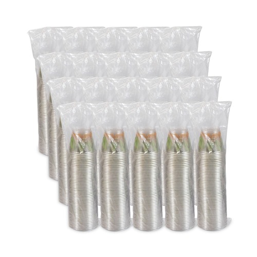 Cups and Lids | Dart RTP9RBARE Bare Eco-Forward 9 oz. RPET Cold Cups with ProPlanet Seal - Clear/Green/Orange (20/Carton) image number 0