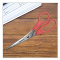 Back to School Sale | Westcott 40618 8 in. Long 3.5 in. Cut Length Value Line Stainless Steel Shears - Offset Red Handle image number 4