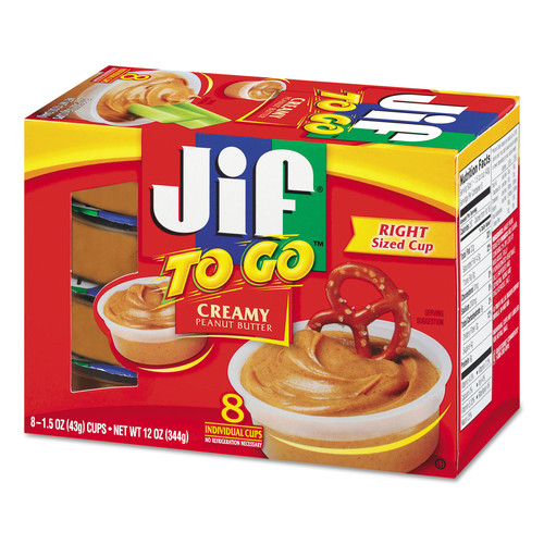 Food and Snacks | Jif To Go 5150024136 1.5 oz. Cup Spreads Creamy Peanut Butter (8/Box) image number 0