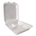 Food Trays, Containers, and Lids | Plastifar 12109 7.56 in. x 8.25 in. x 2.38 in. 3-Compartment Foam Hinged Lid Containers - White (200/Carton) image number 4