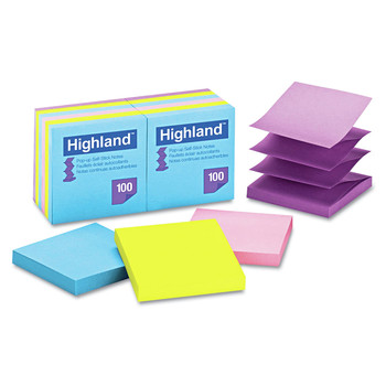 OFFICE AND OFFICE SUPPLIES | Highland 6549-PUB 3 in. x 3 in. Self-Stick Pop-up Notes - Assorted Bright Colors (12 Pads/Pack)