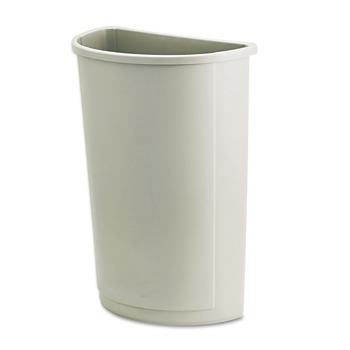 TRASH WASTE BINS | Rubbermaid Commercial FG352000BEIG Untouchable 21 gal Plastic Receptacle - Half-Round Beige