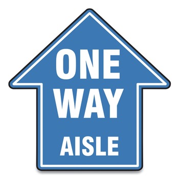 GN1 MFS466ESP 17 in. x 17 in. "One Way Aisle" Slip-Gard Social Distance Floor Signs - Blue (25/Pack)