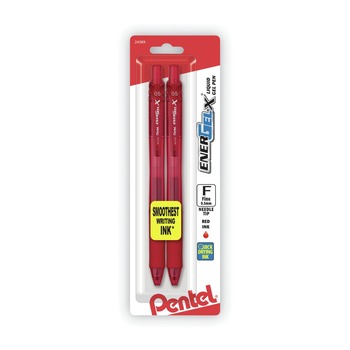 Pentel BLN105-B Fine 0.5 mm EnerGel-X Retractable Gel Pen - Red Ink, Translucent Red/Red Barrel (1-Dozen)