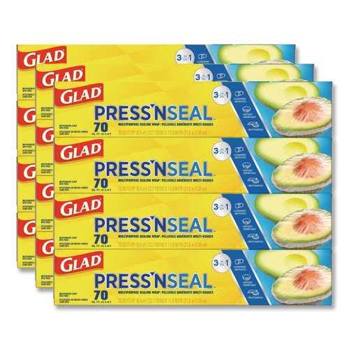 Food Wraps | Glad 70441 70 sq. ft. Foot Roll Press'n Seal Food Plastic Wrap (12/Carton) image number 0