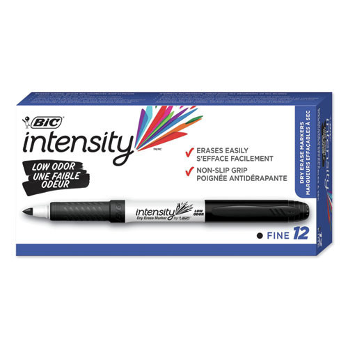 Washable Markers | BIC GDE11 BLK Intensity Low Odor Dry Erase Marker - Fine Bullet Tip/Black (1-Dozen) image number 0