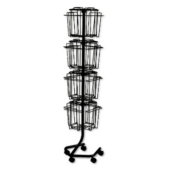 Safco 4139CH 15w x 15d x 60h 16-Compartment Wire Rotary Display Racks - Charcoal