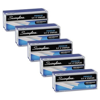 Swingline S7035481 0.25 in. Leg 0.5 in. Crown S.F. 4 Premium Staples - Silver (5/Pack)