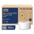 Toilet Paper | Tork 12024402 Advanced 3.48 in. x 751 ft. 2-Ply Septic Safe Mini-Jumbo Roll Bath Tissue - White (12/Carton) image number 1
