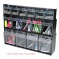 Boxes & Bins | Deflecto 20404OP 23.63 in. x 6.63 in. x 8.13 in. 4 Sections Tilt Bin Interlocking Multi-Bin Storage Organizer - Black/Clear image number 9