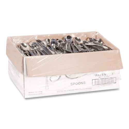 Cutlery | WNA WNA 620155 6 1/4 in. Reflections Design Heavyweight Plastic Spoons - Silver (600/Carton) image number 0